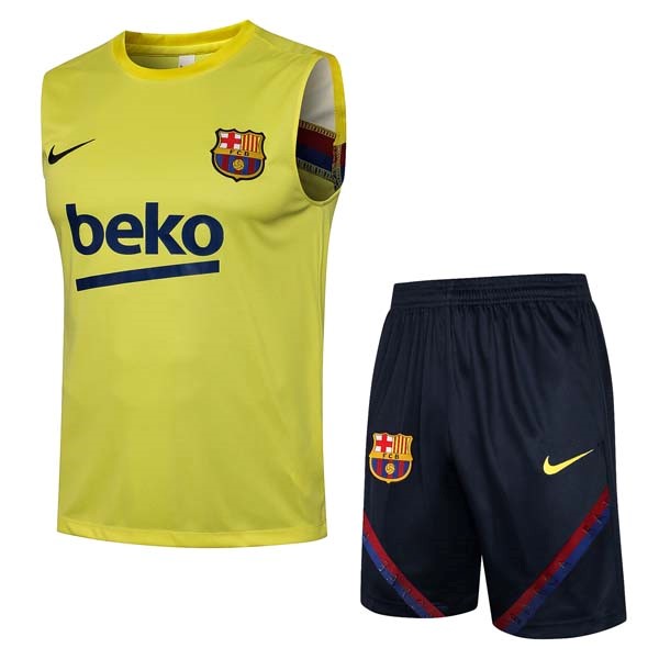 Trikot Barcelona Ärmellos Anzüge 2022 Gelb Günstige Fußballtrikots